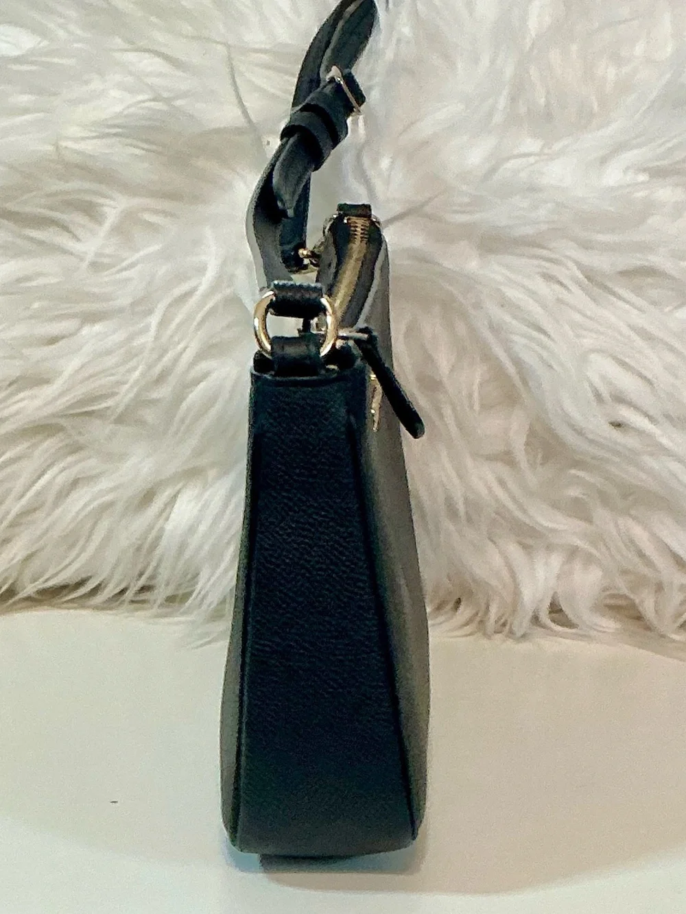 Coach Vintage Black Compact Crossbody Shoulder Bag with Gold Hardware
